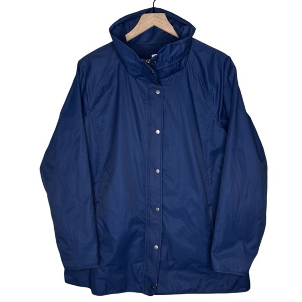 J.‎ Jill Blue Drawcord Mock Neck Full Zip Front Utility Jacket